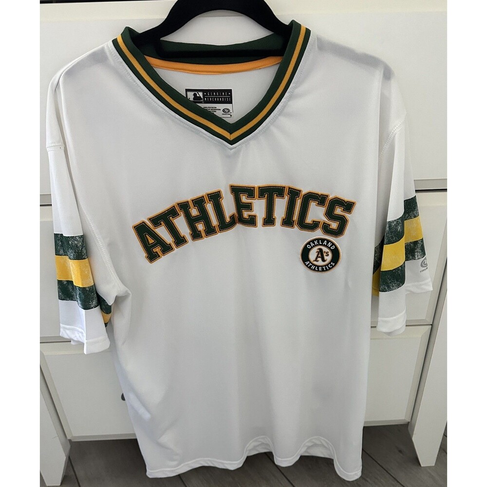 Oakland Athletics (A's) Jersey Mens Large White V-Neck True Fan MLB  - Large